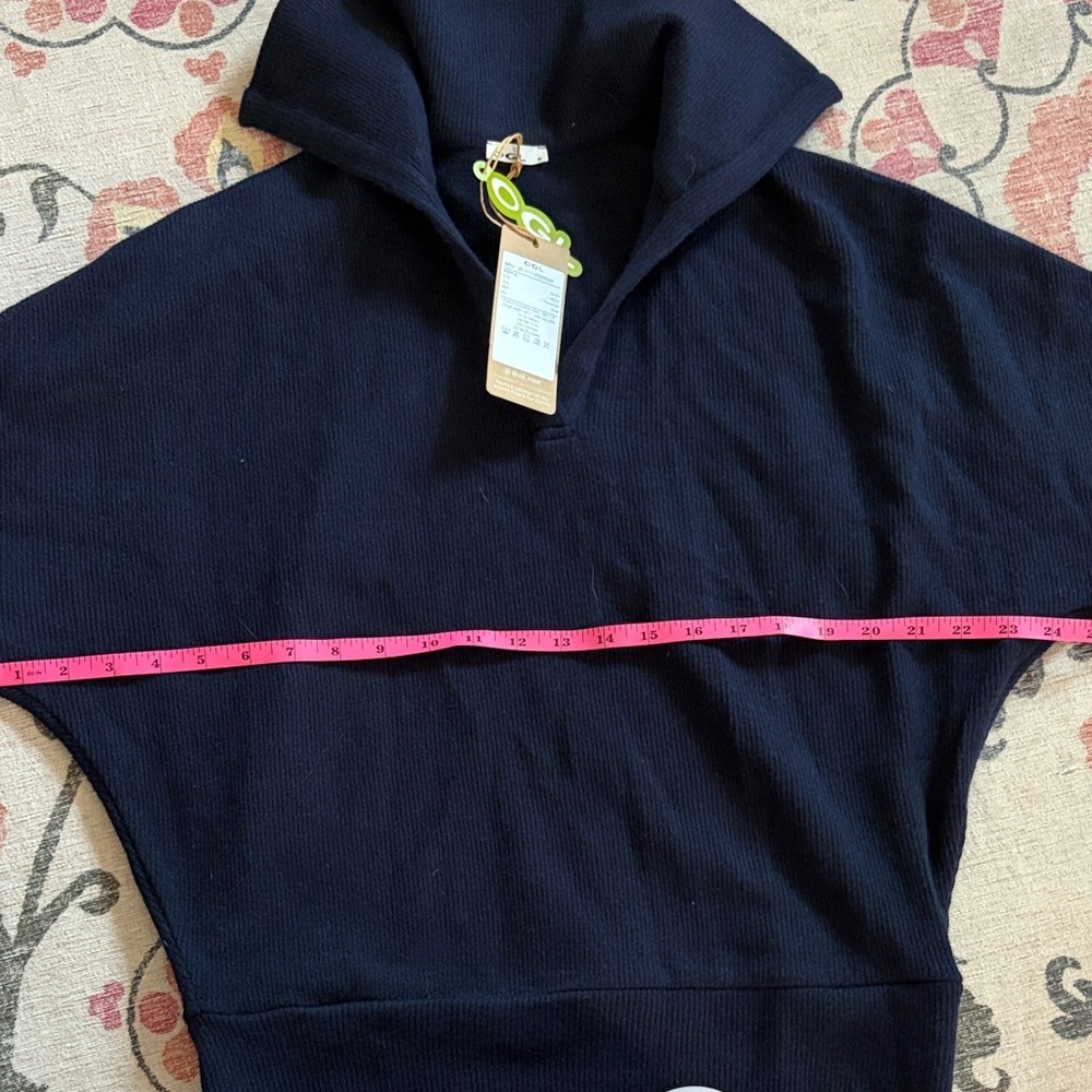OGL Dark Navy Ribbed Collared Pullover Medium - Picture 8 of 10